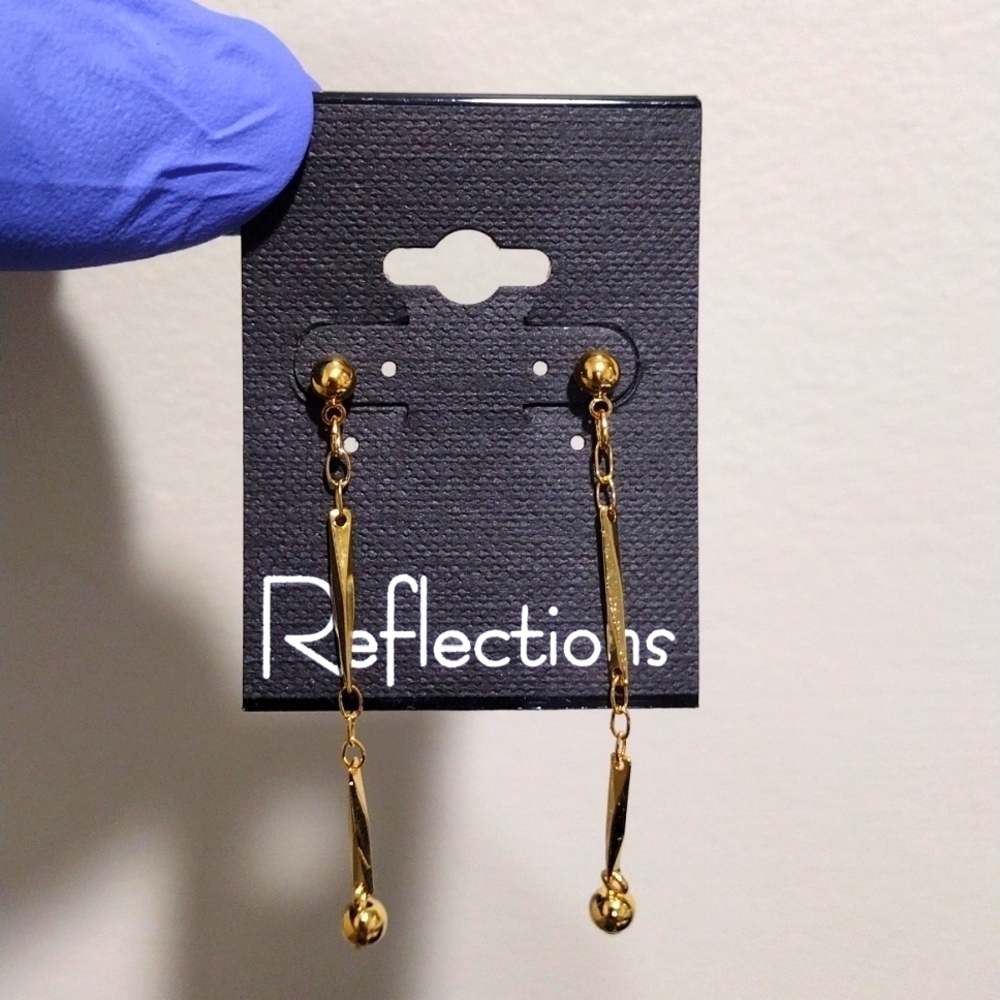 Women's Polished Gold-tone Singe Fringe 2-in long Post Drop Dangle Earrings